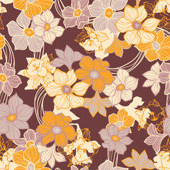 Floral Illustration in Retro Color Palette