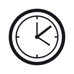 Wall Clock Silhouette Icon for Time Management on White Background