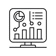 Editable Line Art Icon of Metrics Dashboard for Business Analytics and Reports