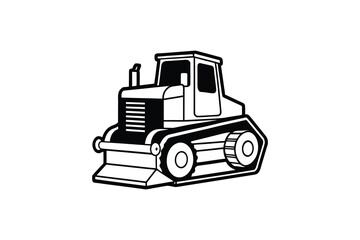 Monochrome Bulldozer Illustration Featuring Bold Lines and a Clean Silhouette Style Perfect for Construction or Transportation Themed Designs silhouette