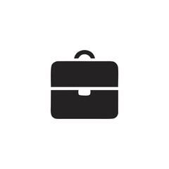 Simple Black Briefcase Icon with Handle and Clasp
