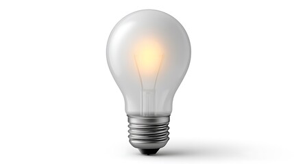 Glowing Incandescent Light Bulb Illuminated on White Background