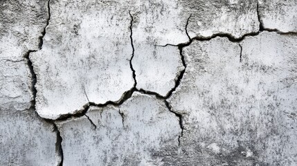 Obraz premium Close-up of cracked, weathered, white and gray painted surface.