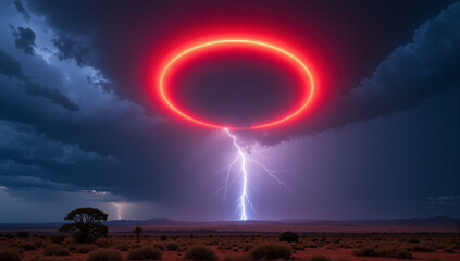 Fototapeta premium s a red circle in the middle of a desert