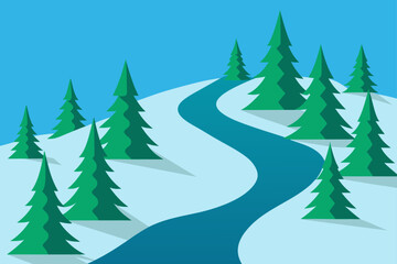 Obraz premium winter forest vector illustration