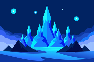 Obraz premium vector illustration of a mountain landscape