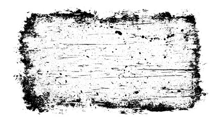 Distressed black and white grunge frame with splatters and horizontal lines.