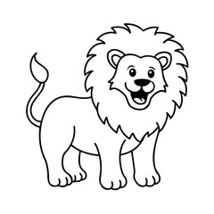 Handdrawn Lion Smiling with Open Mouth Tail on animal mammal