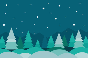 Obraz premium light snow flurries across deep evergreen landscap