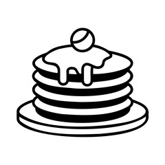 Stacked pancakes with syrup a ball topping in a handdrawn food breakfast