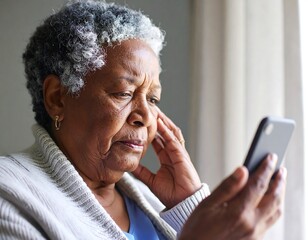 Senior woman looking at a phone