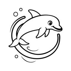Fototapeta premium Dolphin with bubbles curved lines on a animal marine