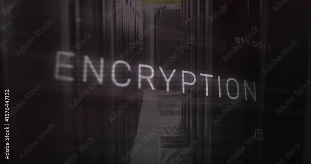 Aufkleber blurred letters forming encryption pulsing circuits and zooming visualizing security