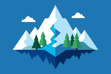 snowy mountains and pine