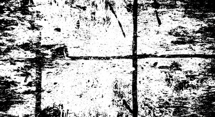 Distressed Black and White Grunge Texture with Intersecting Lines and Splatter.