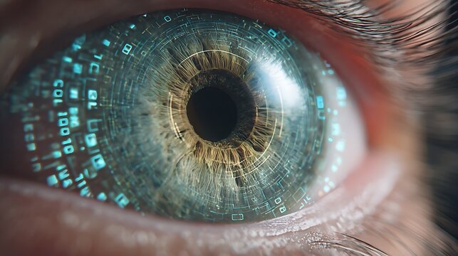 Human Eye with Digital Interface Overlay