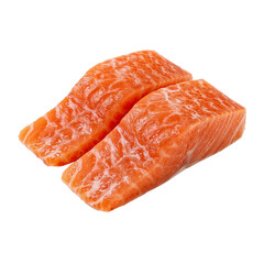 Two delectable salmon fillets showcasing vibrant colors and pristine texture against a clean