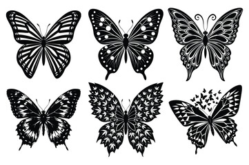 Obraz premium Tribal Butterfly Vector Silhouette with Stylized Flame Pattern Wings