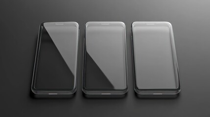 Three modern smartphones on dark background, showcasing sleek design