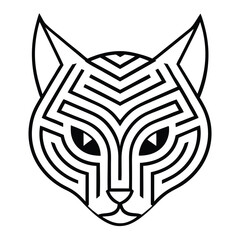 Sacred Line Cat Head Logo | Optical Illusion Abstract Vector