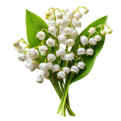 Bouquet of white flowers with green leaves