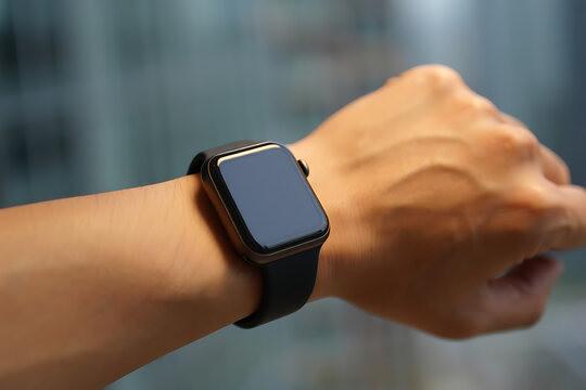 Smartwatch on Wrist Close Up Technology and Modern Lifestyle