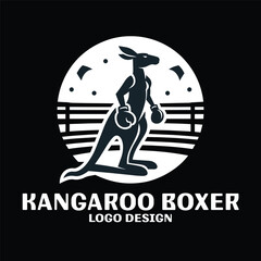 Kangaroo Boxer Vector Logo Design 