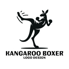 Kangaroo Boxer Vector Logo Design 