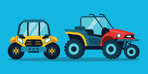 Naklejka premium UTV & ATV Buggy Vehicle Vector Illustration Set – Off-Road Adventure Graphics