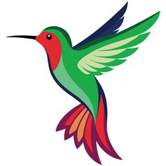 Obraz premium Vibrant Hummingbird Illustration: Stylized Avian Design, Tropical Colors, Nature Theme, Perfect for Branding.
