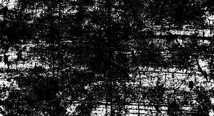 Distressed Black and White Texture Overlay with Grunge Effects and Scratched Surface.