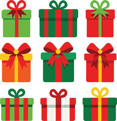 Christmas gift box Icons vector bundle Set  silhouette bundle set vector A collection of 9 black gift box silhouettes in including jumping, standing, sitting, and digital use with white background 
