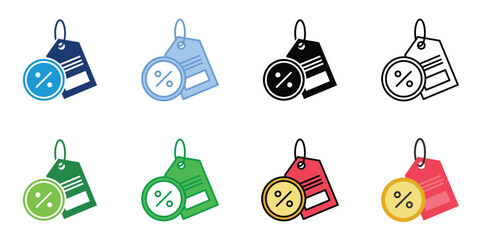 Discount Icons Set Vector Multiple Style Collection