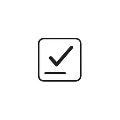Black square checkmark box icon for ui design with white background