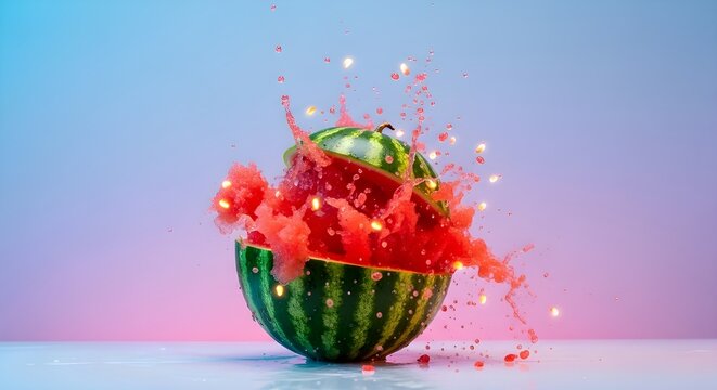 Exploding Watermelon with Splash - Powered by Adobe