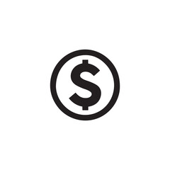 Obraz premium Black And White Icon Of Dollar Sign Inside A Circle On White Background