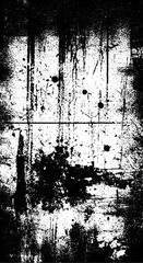 Distressed Black and White Texture with Scratches Splatters and Vertical Streaks.