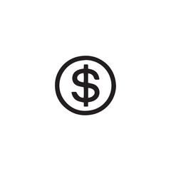 Obraz premium Black dollar sign icon inside a circle outline on white background
