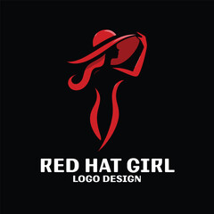 Red Hat Girl Vector Logo Design 