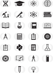 Black Science and Education Icons Set vector