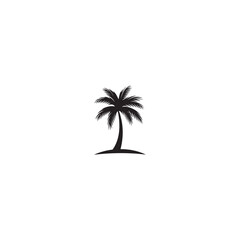 Isolated Black Palm Tree Silhouette Icon on White Background Simple and Clear