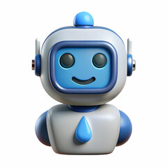 Tech robot icon emoji-inspired with soft drop shadow on a clean white minimal and modern background