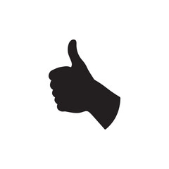 Black Thumbs Up Silhouette Icon Illustration On White Background For Web Design
