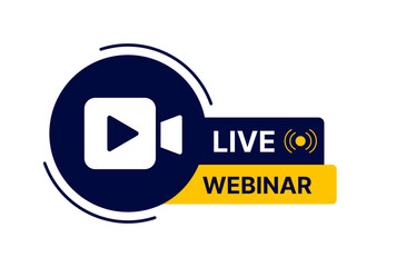 Live webinar button with video and internet conference symbol, modern UI icon vector
