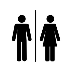 Man and woman silhouette icons for restroom signs, bathroom glyphs, clear vector illustration for toilet and restroom symbols