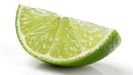 Fresh juicy lime slice isolated on white background