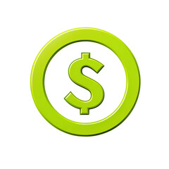 Obraz premium Green dollar symbol in circle isolated on black background