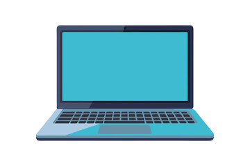 A minimalistic flat design illustration showcasing a modern laptop with a blank screen isolated on a white background, ideal for tech concepts and educational uses.