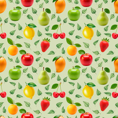Colorful fruits and leaves