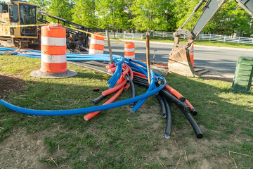 Fiber Conduits for Civil Engineering Projects. Urban development groundwork.